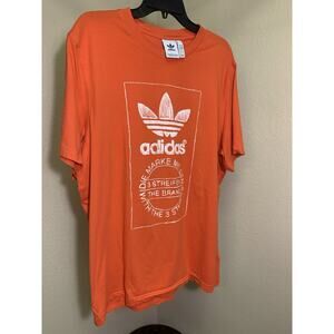 ADIDAS ORANGE LOGO T-SHIRT Hand Drawn Graphic ADIDAS BRAND XL